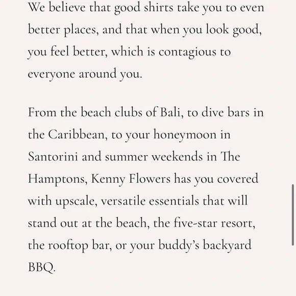 Kenny Flowers Size Chart - Picture 4 of 5